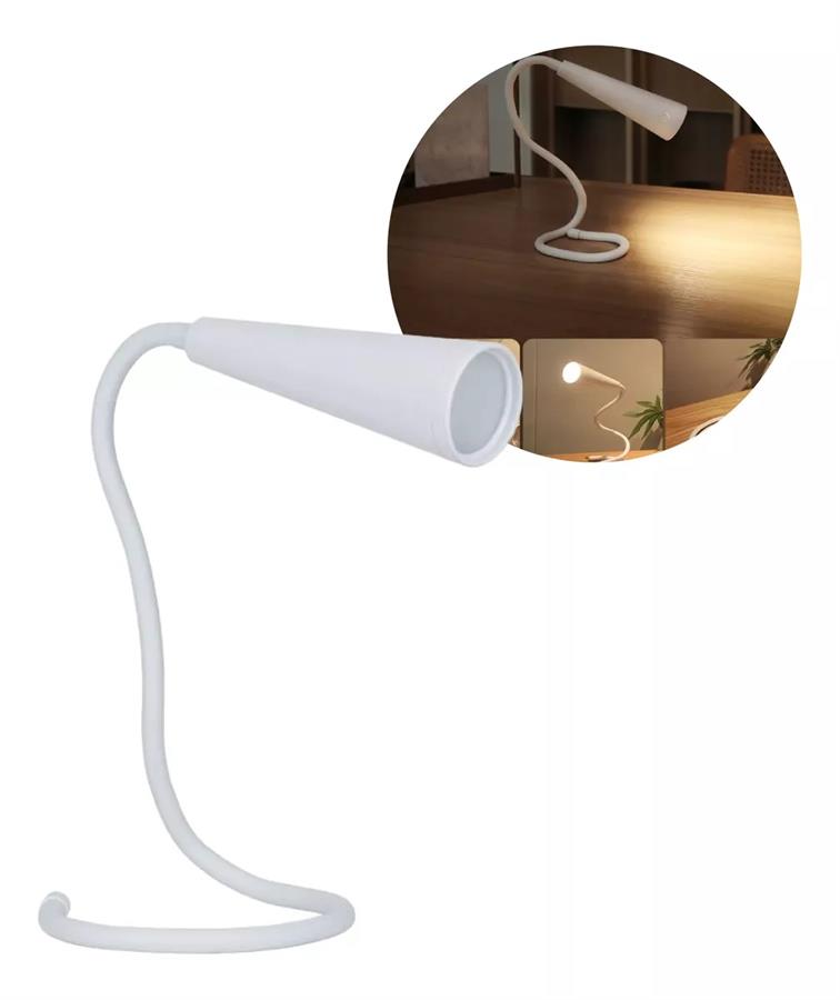 LAMPARA VELADOR 249500 CREATIVE CLIP FLEXIBLE DE LECTURA USB BLANCO