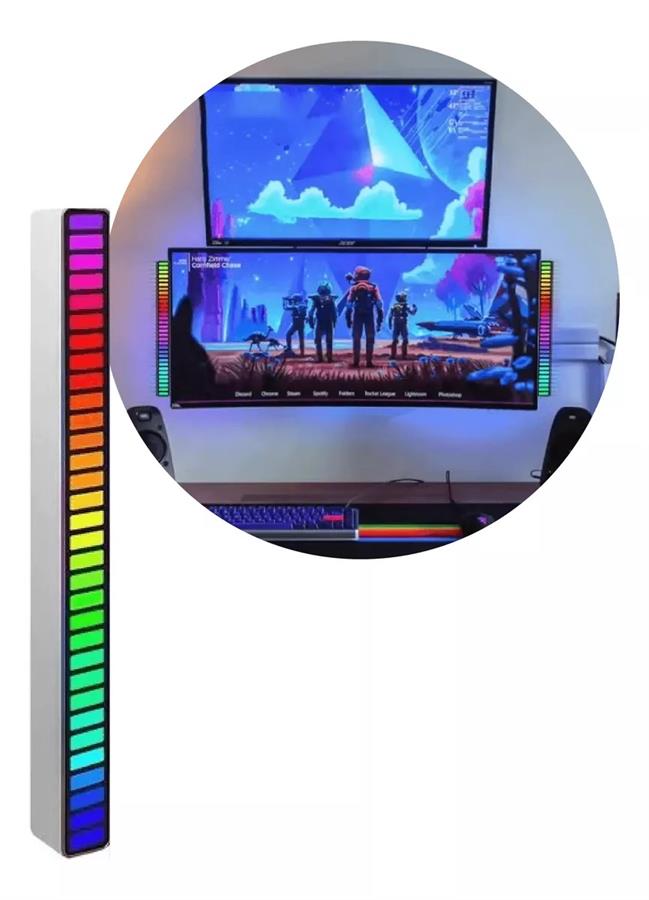 LAMPARA INDICADOR DE RITMO DE MUSICA RGB 217014 32 BITS USB BLANCA