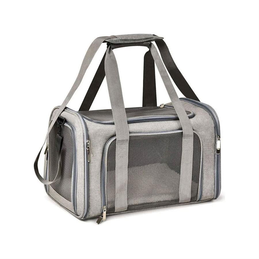Bolso Transportador Deutech Para Gatos Mallado Gris
