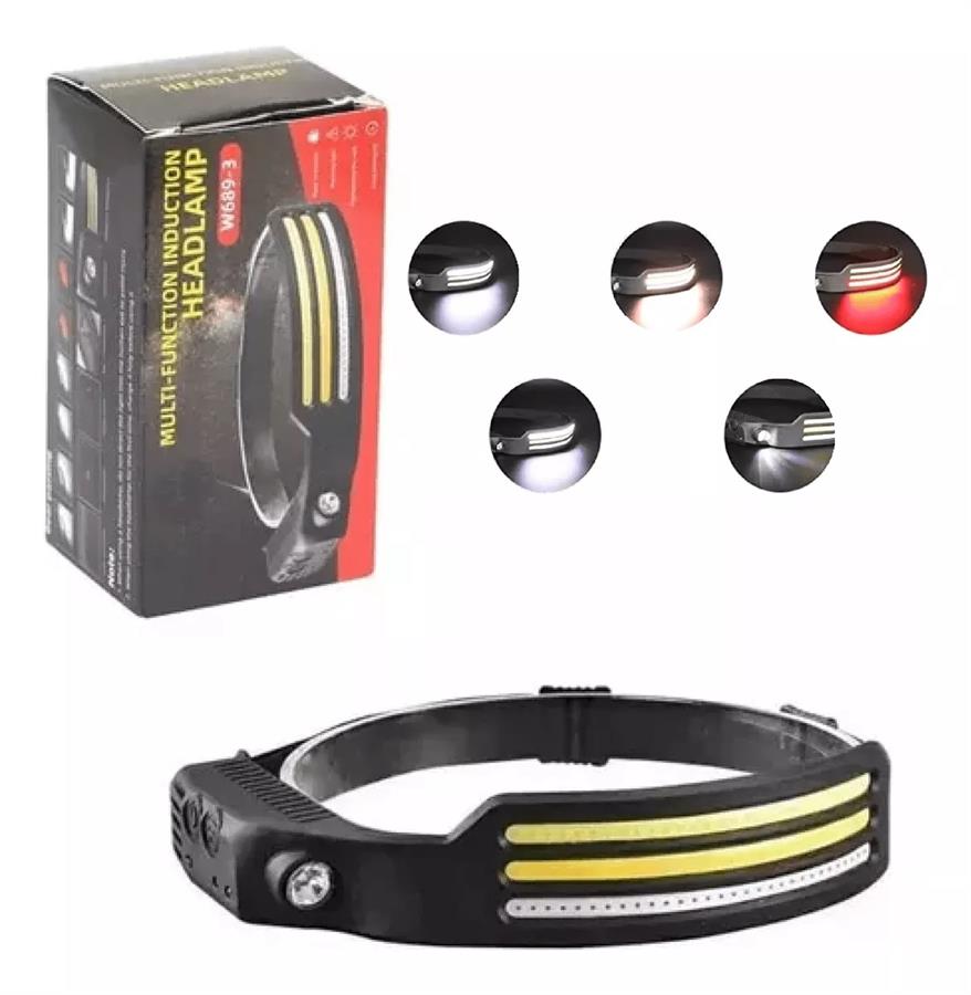 LINTERNA VINCHA DEUTECH 21831 2 LED 1 XPE+1 COB RECARGABLE USB 660L 200M