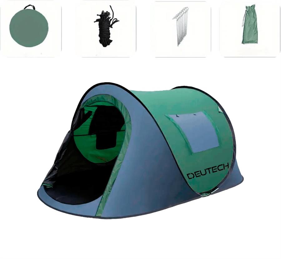 CARPA AUTOARMABLE DEUTECH DS-525 2 PERSONAS 245X150X105 VERDE/GRIS