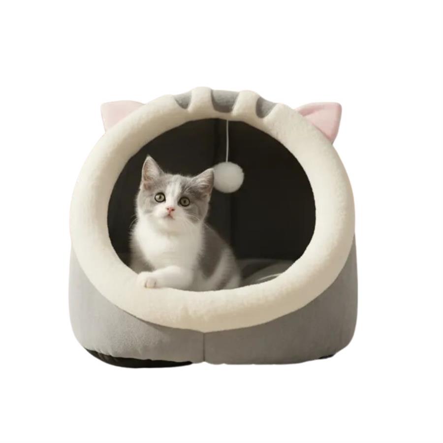 Cama Chucha Semicerrada Deutech Redonda Mascotas Pequeñas Invierno 44x40x34Cm