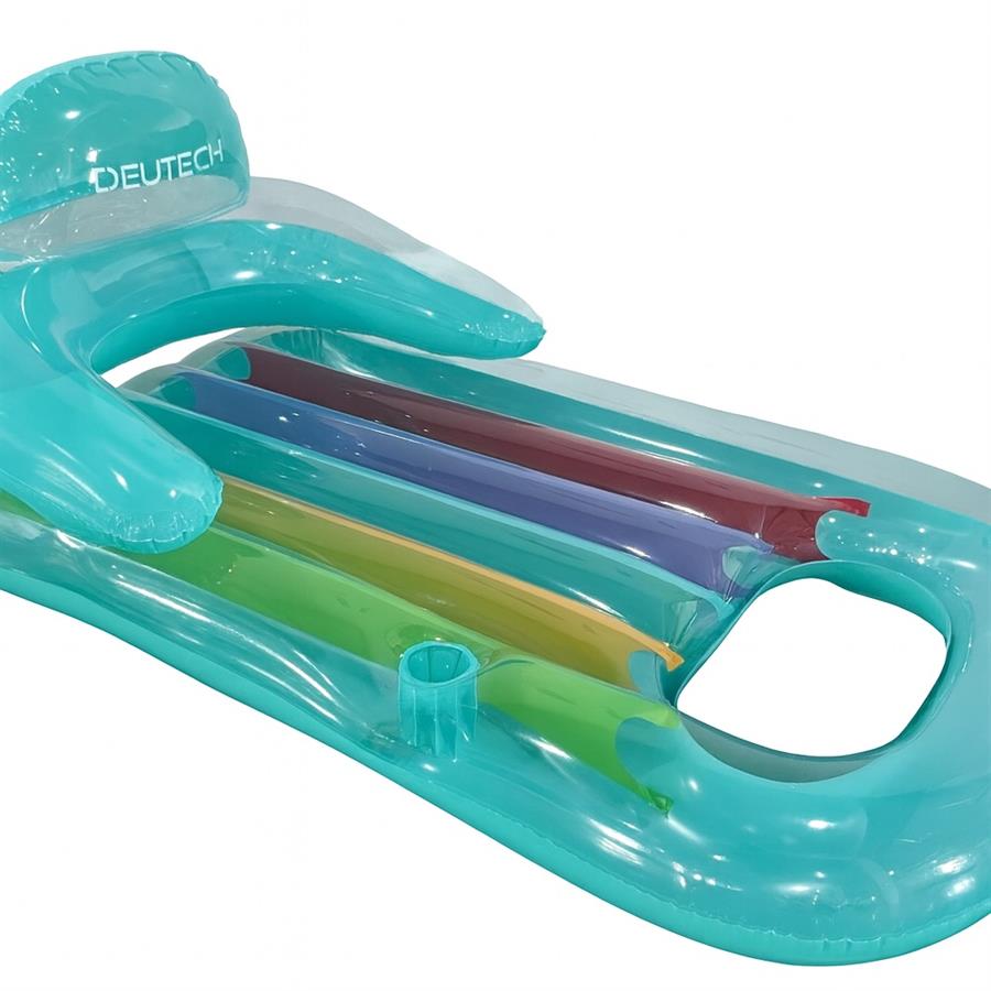 Colchoneta Inflable Deutech Para Pileta Cama Azul Apoyavaso Celeste