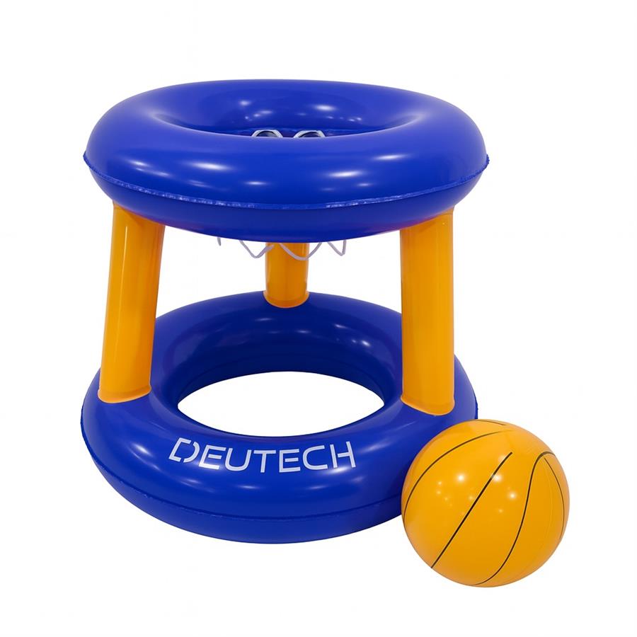 Juego Inflable Aro Basket + Pelota Para Pileta Deutech Azul